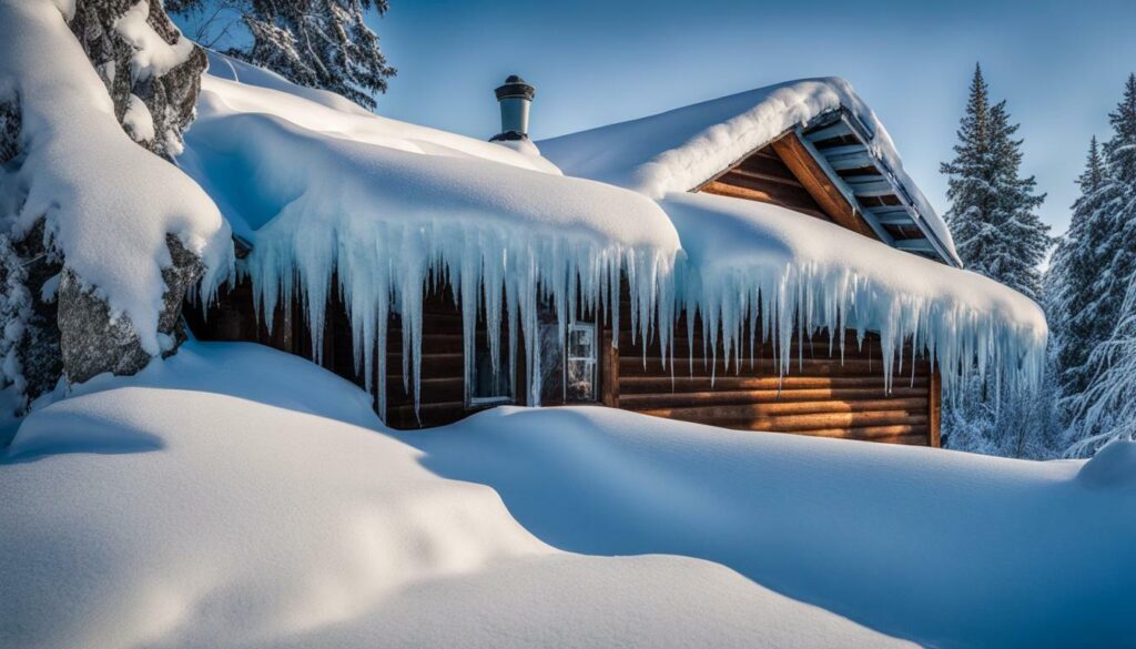 snow and ice on a roof